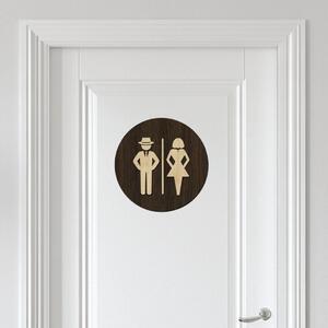 Dřevěná samolepka označení na WC - Lady and Gentleman | Rozměry (cm): 11x11 | Zvolte barvu dekoru: Javor-Wenge