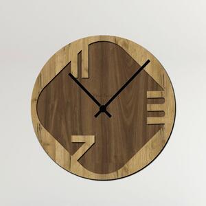 Dřevěné hodiny na stěnu TikTak Zvolte barvu dekoru: Dub zlatý-Ořech | Velikost hodin: 35x35 | Barva ručiček: Černé