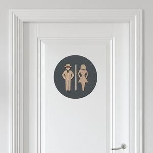 Dřevěná samolepka označení na WC - Lady and Gentleman | Rozměry (cm): 11x11 | Zvolte barvu dekoru: Antracit-Javor