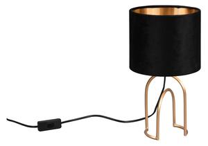 Trio Leuchten R51131002 GRACE - Moderní stolní lampa s kovovým podstavcem a stínidlem v černo zlaté barvě 1 x E14, 33cm (Stolní lampa s textilním stínidlem a kovovým podstavcem)