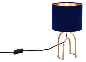 Trio Leuchten R51131012 GRACE - Moderní stolní lampa s kovovým podstavcem a stínidlem v modro zlaté barvě 1 x E14, 33cm (Stolní lampa s textilním stínidlem a kovovým podstavcem)