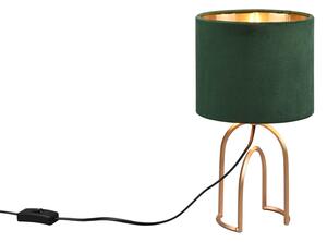 Trio Leuchten R51131015 GRACE - Moderní stolní lampa s kovovým podstavcem a stínidlem v zeleno zlaté barvě 1 x E14, 33cm (Stolní lampa s textilním stínidlem a kovovým podstavcem)