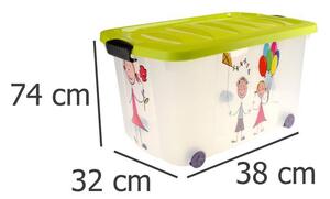 Box na hračky plastový, 60x38x32 cm, zelená barva, KIDS