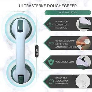 Unyqoos® Sada dvou úchytů do koupelny – úchyty o délce 30 cm s přísavkou o průměru 5 cm, bez nutnosti vrtání, systém rychlé instalace, nosnost 150 kg, vyrobené z voděodolného plastu, vhodné do sprchy a vany