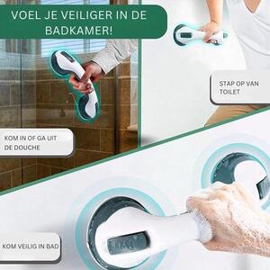 Unyqoos® Sada dvou úchytů do koupelny – úchyty o délce 30 cm s přísavkou o průměru 5 cm, bez nutnosti vrtání, systém rychlé instalace, nosnost 150 kg, vyrobené z voděodolného plastu, vhodné do sprchy a vany