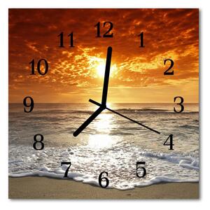 Skleněné hodiny čtvercové Mořská pláž 30x30 cm