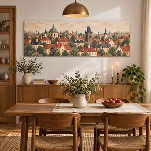 Obraz na plátně - Klid staré Prahy FeelHappy.cz Rozměr obrazu (Šířka x Výška): 270 x 90 cm