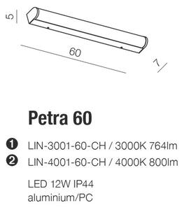 AZzardo AZ2472 DECOline PETRA 60 3000 CHROME nástěnné LED svítidlo 12W / 764lm IP44 chrom