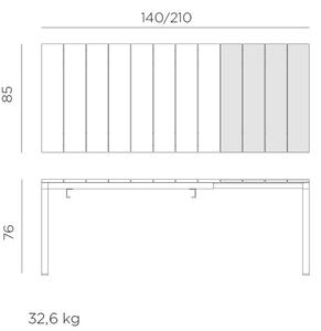 Nardi Šedohnědý rozkládací zahradní stůl Rio 140/210 x 85 cm