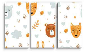 Sablio Obraz - 3-dílný Medvěd a liška - 120x80 cm