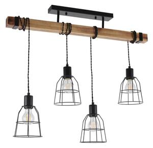 Italux PND-4290-4-L závěsné svítidlo Ponte 4x60W E27 černá, dřevo