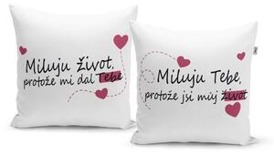 Sablio Polštáře Miluji život, protože mi dal tebe...: 2ks 40x40 cm