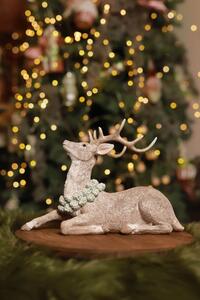 Ledově šedá vánoční figurka jelen 26cm