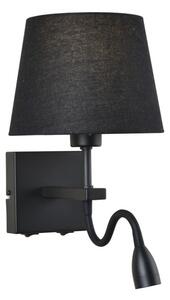 Italux WL-1122-2-BL-BM-RO-BL LED nástěnné svítidlo Norte 1x60W+3W/350lm E27+LED 3000K matná černá