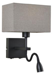 Italux WL-1122-2-BL-BM-RC-GR LED nástěnné svítidlo Norte 1x60W+3W/350lm E27+LED 3000K matná černá, šedá