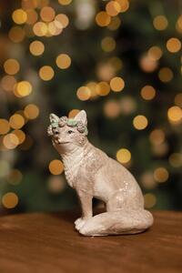 Ledově šedá vánoční figurka liška 9cm