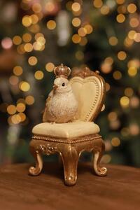 LUX zlatá vánoční figurka ptáček na křesle 14cm