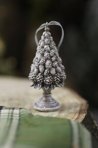 Ledově šedý závěsný vánoční stromek 9cm