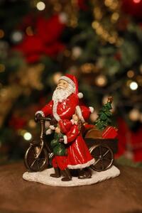 Klasik vánoční figurka Mikuláš na kole 15cm