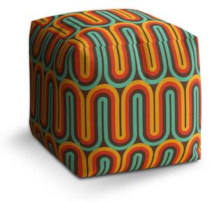Sablio Taburet Cube Retro vlny - 40x40x40 cm