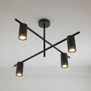 Lindby Stropní svítidlo Marilou, pískově černé, 4 světla, Ø 70 cm, stmívatelný, Černá, Obývací pokoj / jídelna, kov, Moderní