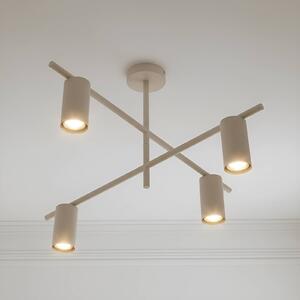 Lindby Stropní svítidlo Marilou, béžové, 4 světla, Ø 70 cm, stmívatelný, Krémová / jantar, Obývací pokoj / jídelna, kov, Moderní