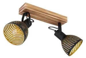 GLOBO 54660-2 LENNA stropní bodové svítidlo/spot s efektními štěrbinami 2xE27 černá, dřevo, zlatá