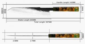 Nůž Kiritsuke 9.5" GRAND SHARP z japonské nerezové oceli AUS 10