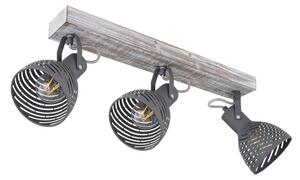GLOBO 54661-3 MORI stropní bodové svítidlo/spot s efektními štěrbinami 3xE27 šedá, nabílené dřevo