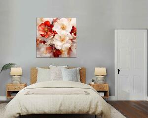 Obraz na plátně Bílé a červené květy