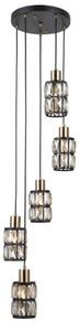 ITALUX PND-44236-5-BK-GD Menfi závěsné svítidlo 5xE27 D250mm černá, medová mosaz