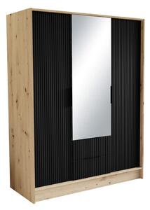 Šatní skříň NOREL, 150x200x51, dub artisan/černá