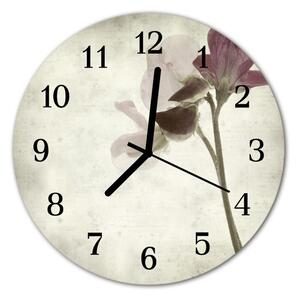 Skleněné hodiny kulaté Vintage květina fi 30 cm