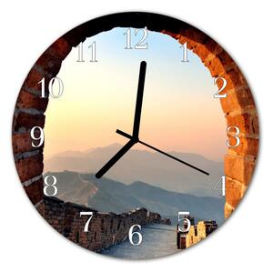 Nástenné skleněné hodiny Velká čínská zeď fi 30 cm