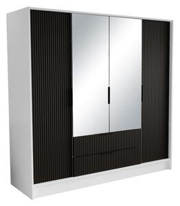 Šatní skříň NORBEL, 200x200x51, bílá/černá