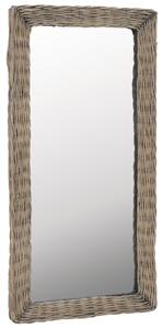 Zrcadlo s proutěným rámem 50 x 100 cm hnědé
