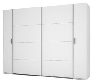Velká šatní skříň 270 cm GIRADOT - bílá / stříbrné úchyty