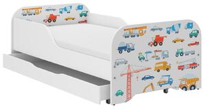 Dětská postel KIM - DOPRAVNÍ PROSTŘEDKY 140x70 cm + MATRACE