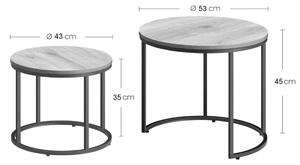 Home Living 2ks sada Konferenční stolek na kávu kulatý - mramor barva/nohy černé nohy