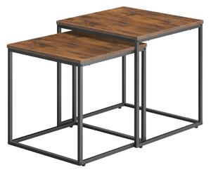 VASAGLE Duo Čtvercový konferenční stolek 2 ks - rustikální barva/černé nohy