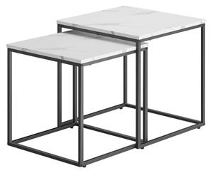 VASAGLE Duo Čtvercový konferenční stolek 2 ks - mramor barva/černé nohy