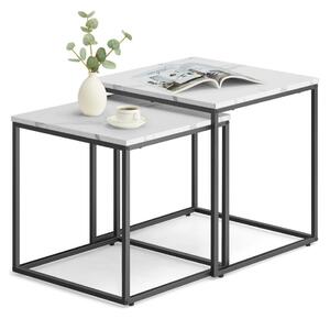 VASAGLE Duo Čtvercový konferenční stolek 2 ks - mramor barva/černé nohy
