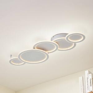Lucande Stropní svítidlo LED Diala, bílé, kov, 96 cm, stmívatelný, Bílá / opál, Obývací pokoj / jídelna, Plast, Moderní