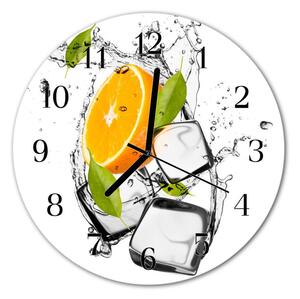 Nástenné skleněné hodiny Oranžová zmrzlina fi 30 cm