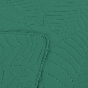 Zelený přehoz na postel se vzorem LEAVES Rozměr: 170 x 210 cm
