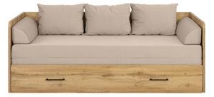 Rozkládací postel s matracemi a polštáři TETRIX, dub wotan/ béžová