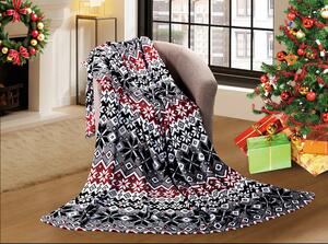 Tmavě šedá vánoční mikroplyšová deka WIMPLE Rozměr: 160 x 200 cm