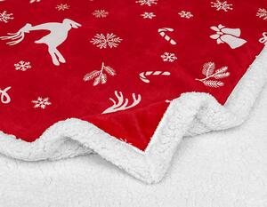 Vánoční červená beránková deka z mikroplyše CANDY BELLS Rozměr: 160 x 200 cm