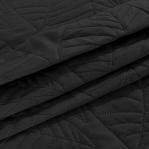 Černý přehoz na postel se vzorem LEAVES Rozměr: 200 x 220 cm