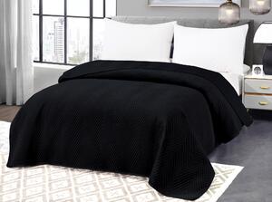 Černý sametový přehoz na postel se vzorem ARROW VELVET Rozměr: 220 x 240 cm